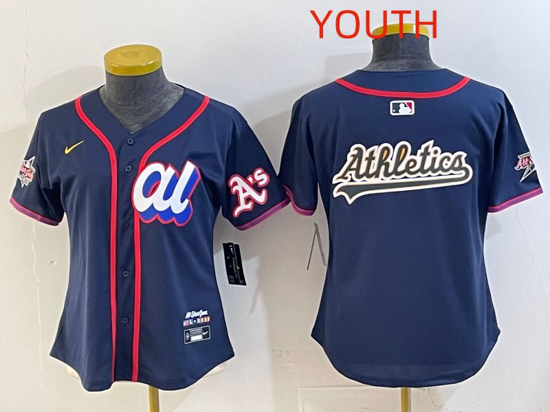 Youth 2025 Oakland Athletics Blank Drak Blue All star Nike MLB Jersey style 02->youth mlb jersey->Youth Jersey